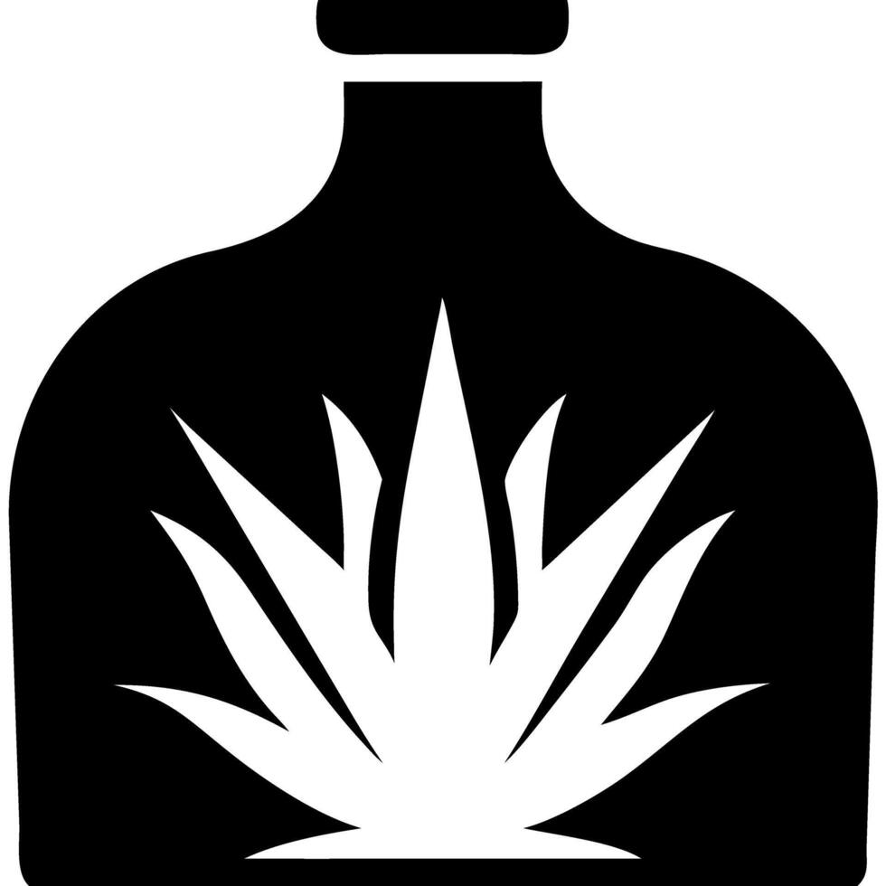 Tequila Bottle Silhouette with Agave Plant Graphic for Beverage Branding vector
