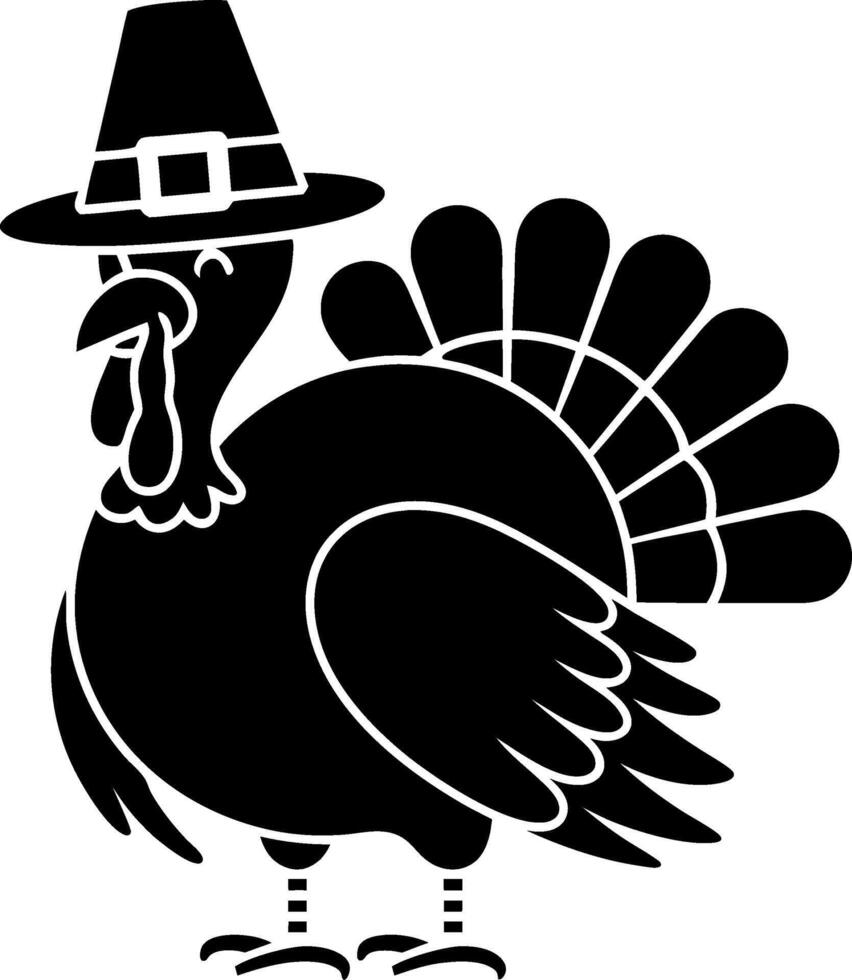 Thanksgiving Turkey Silhouette Wearing Pilgrim Hat Illustration vector