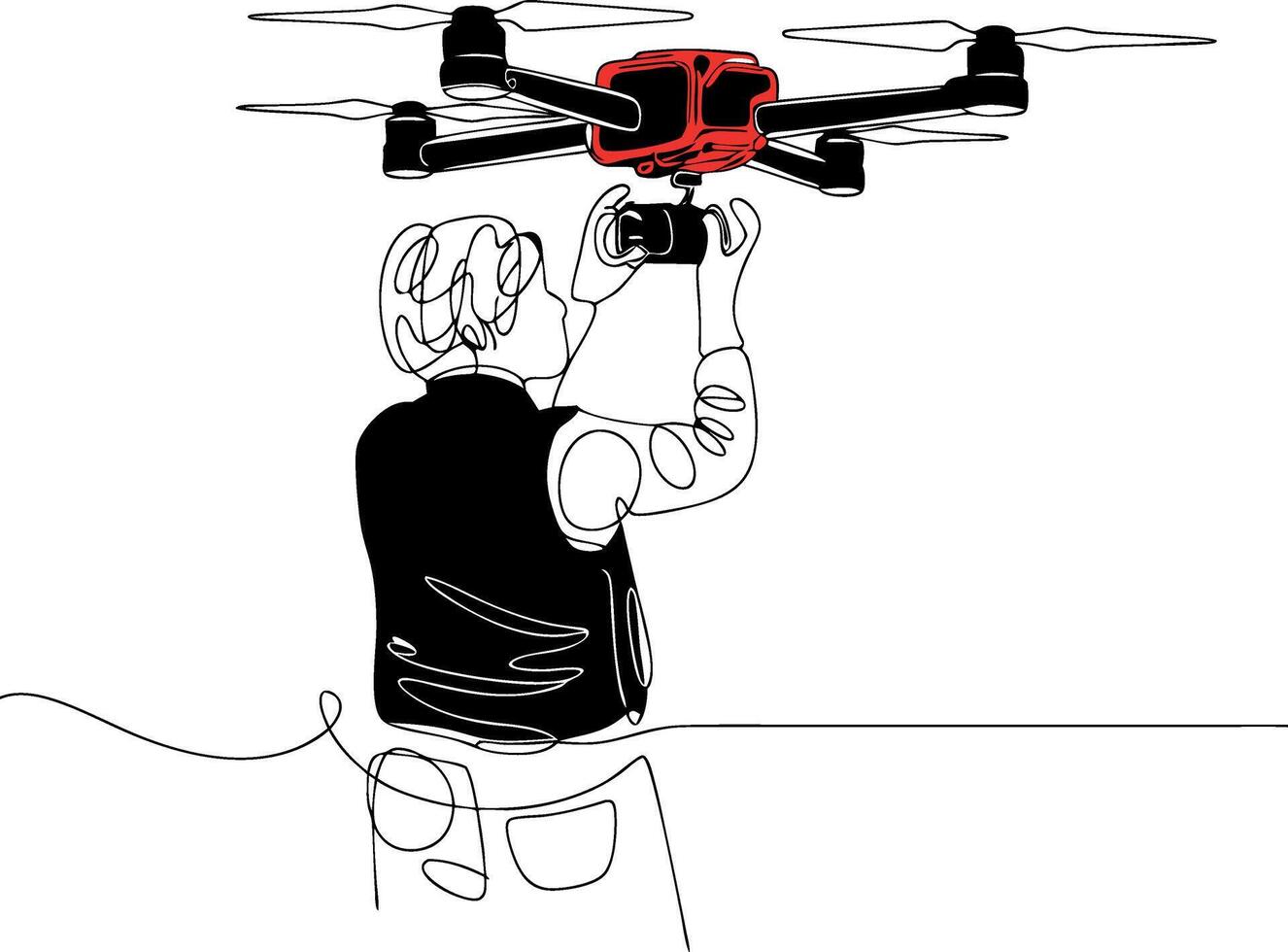 Technician Adjusting Drone Illustration Modern Technology Concept vector