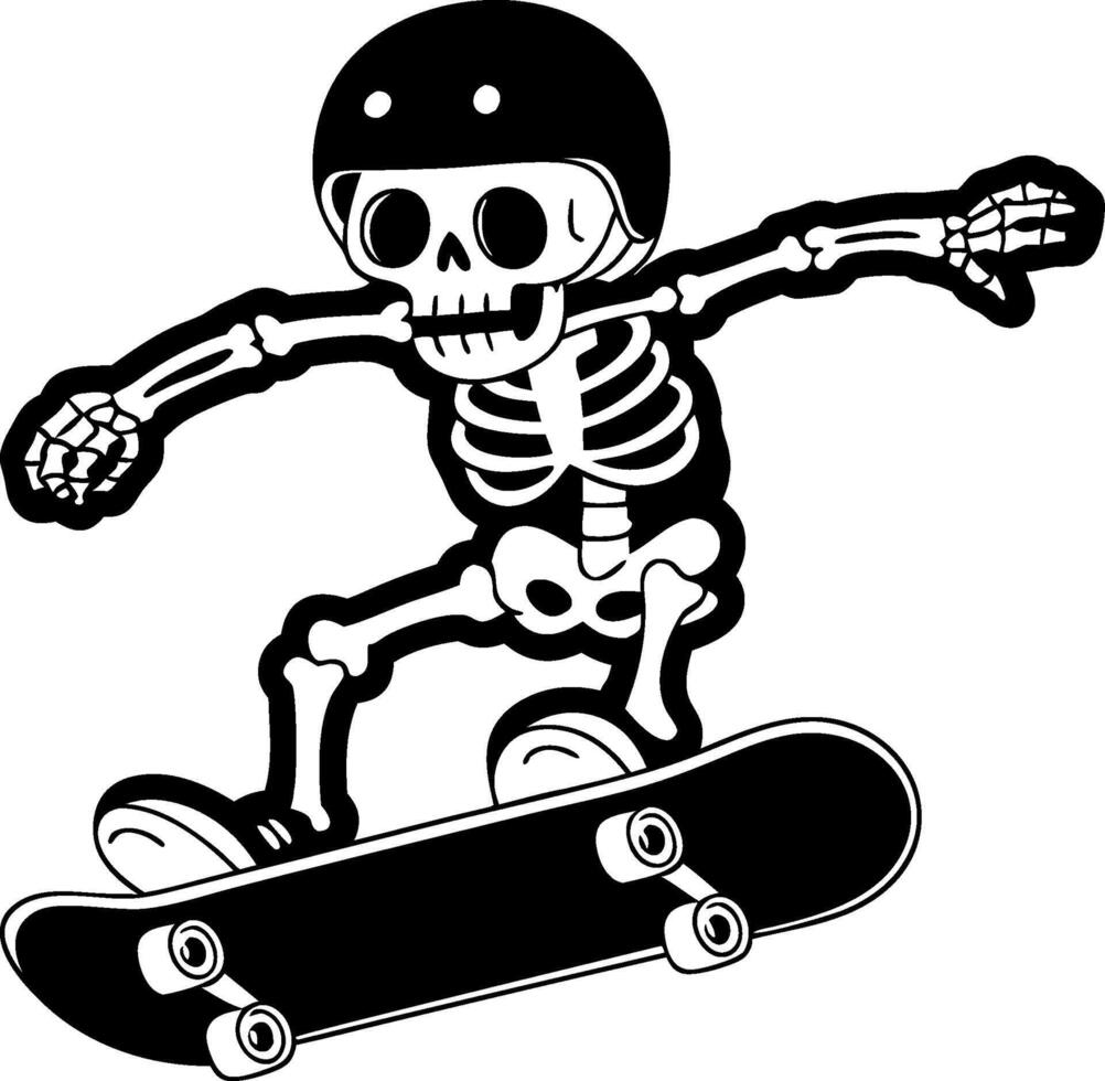 Skeleton Skateboarder Performing Aerial Trick Illustration vector
