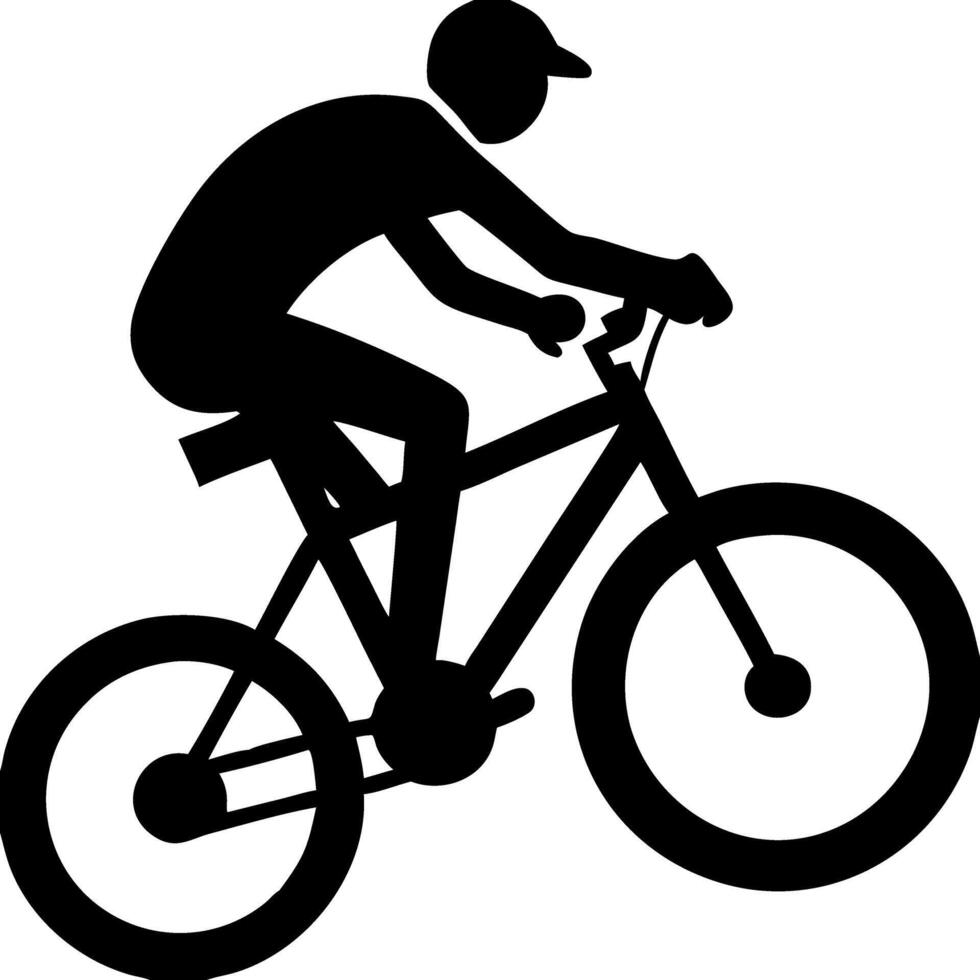 Silhouette of Cyclist on Mountain Bike Engaging in Outdoor Adventure and Exercise vector