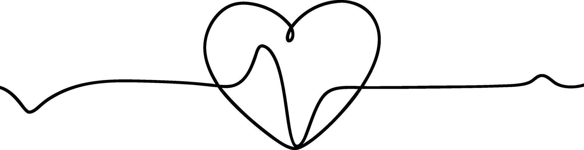 Simple Heartbeat One Line Drawing Symbolizing Love and Connection vector