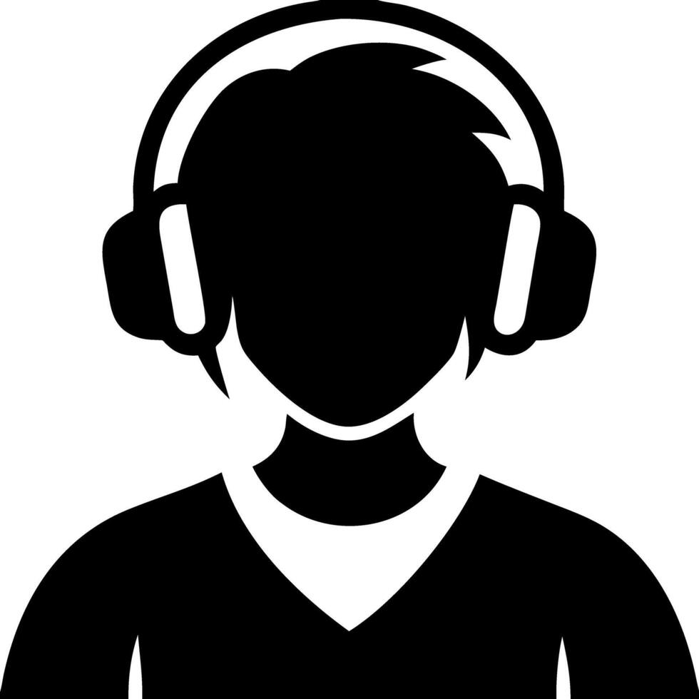 Silhouette of Person Wearing Headphones for Music Listening and Audio Content vector
