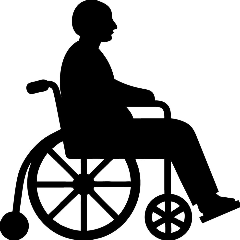 Silhouette of Person in Wheelchair Symbolizing Accessibility and Care vector