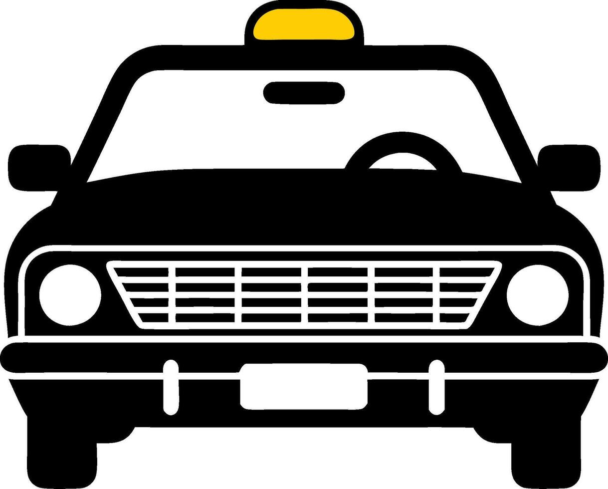 Taxi Front View Yellow Roof Light for Urban Transportation Services vector