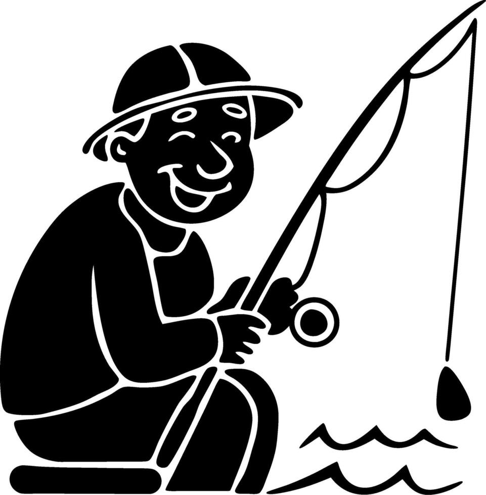 Smiling Fisherman with Fishing Rod Illustration for Outdoor Leisure and Recreational Activities vector