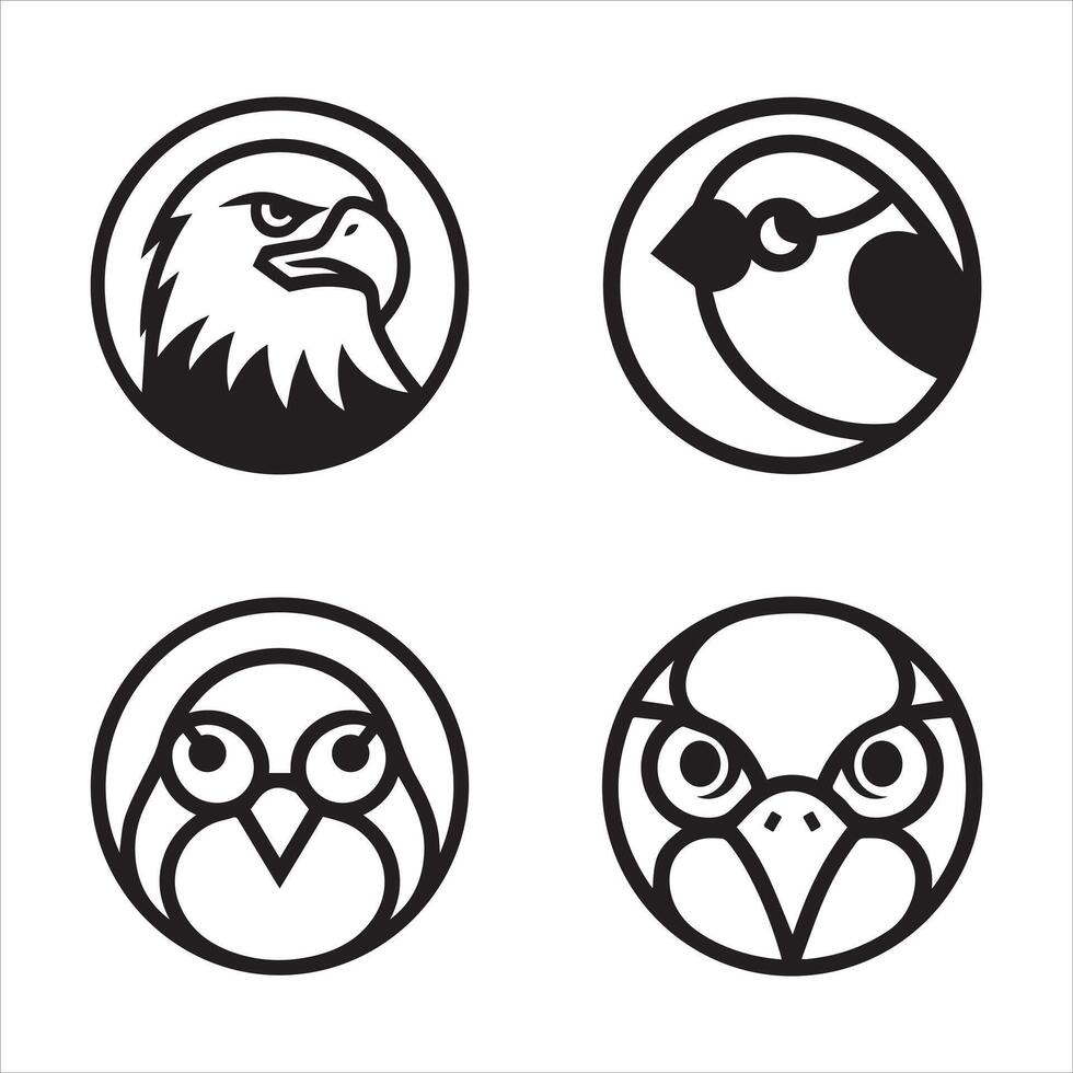 Owl And Falcon Head Logo Design Art vector