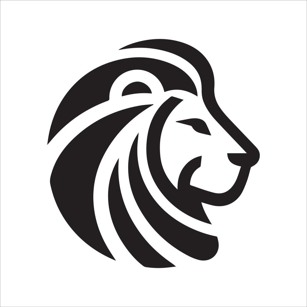Lion head logo design icon symbol silhouette art vector