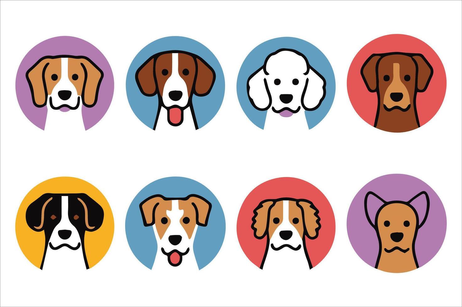 A cute dog circle logo of illustrations vector