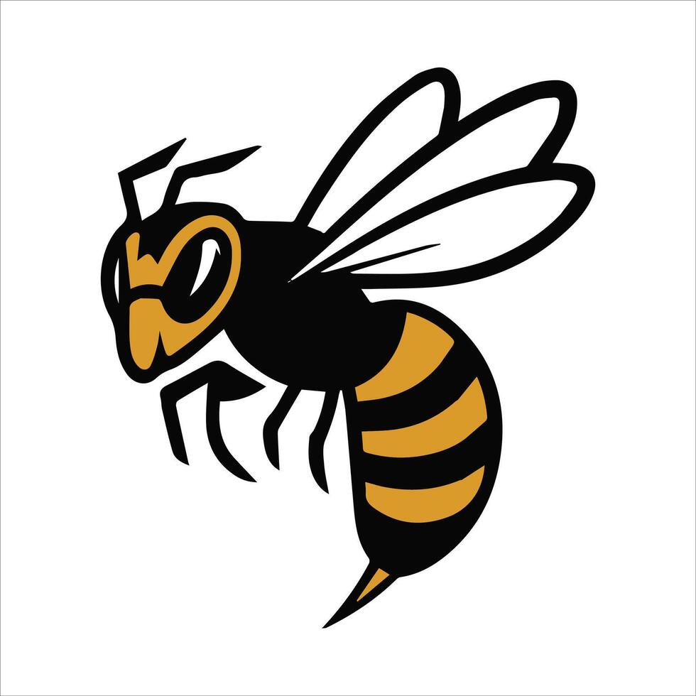 Bee silhouette icon black flat illustration vector