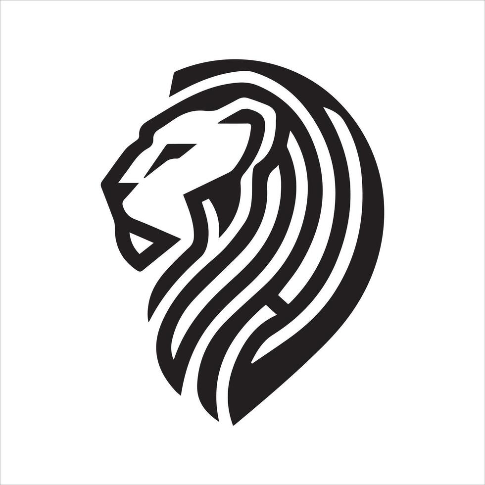 Bold Lion Head Silhouette Design for Creative Projects vector