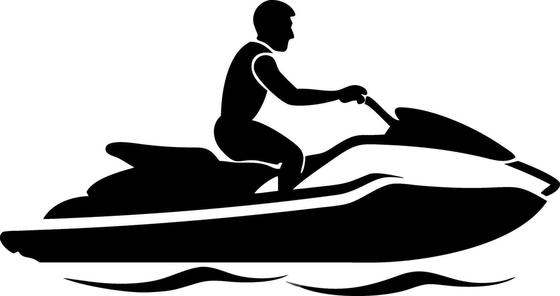 Silhouette of Person Riding Jet Ski on Water for Summer Recreation Concept vector