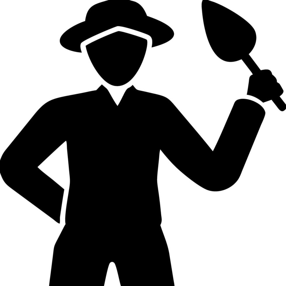 Farmer Silhouette Holding Shovel Illustration for Agriculture and Gardening vector