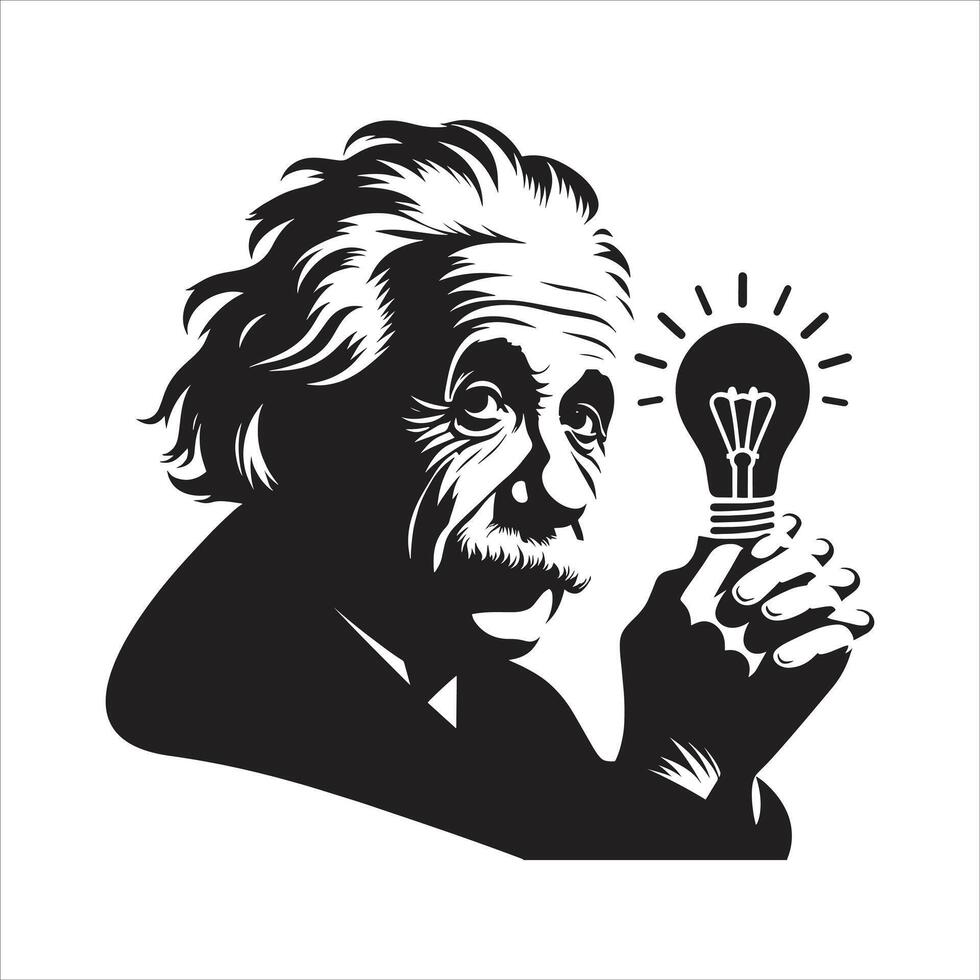 Albert Einstein Pencil Sketch Highlighting His Work as a Great Scientist and Mathematician in Labs vector
