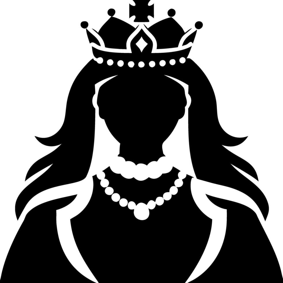 Elegant Queen Silhouette Art with Crown and Necklace on Gray Background vector