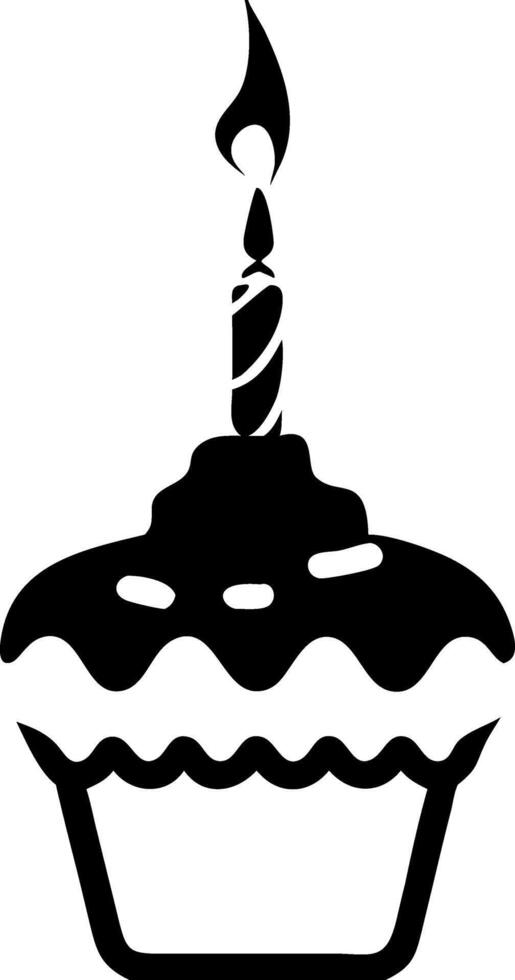 Cupcake with Candle Silhouette for Birthday Celebration Designs vector