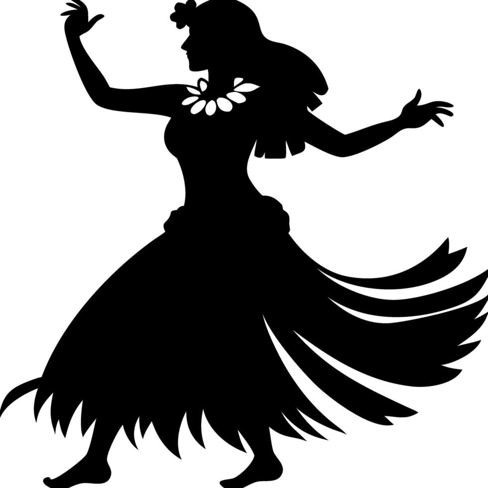 Hula Dancer Silhouette Performing Traditional Hawaiian Dance Art vector
