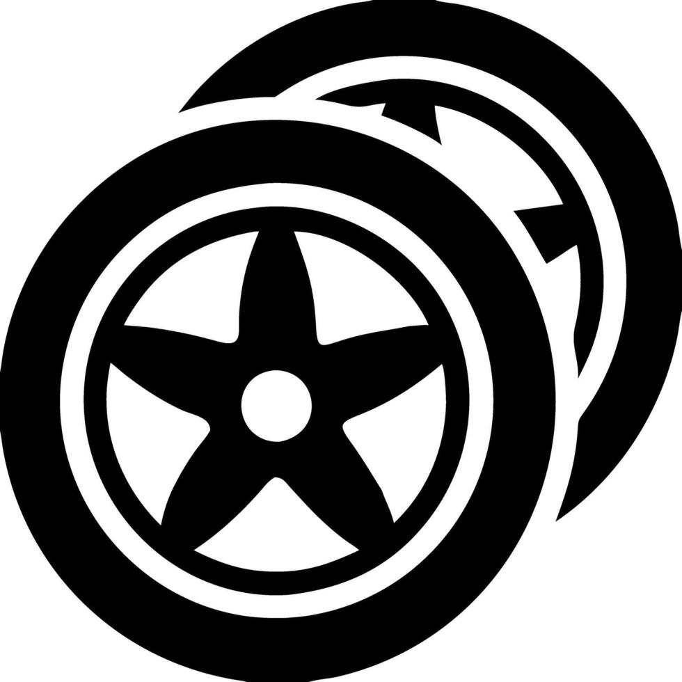 Illustration of Black Tire and Wheel with Rotation Arrows for Automotive Themes vector