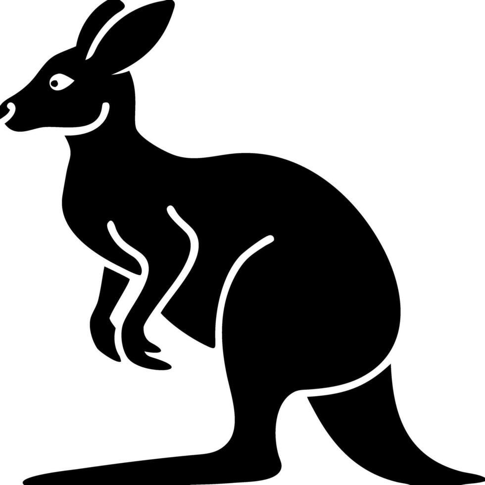Black Kangaroo Silhouette Illustration Wildlife Minimalist Design vector