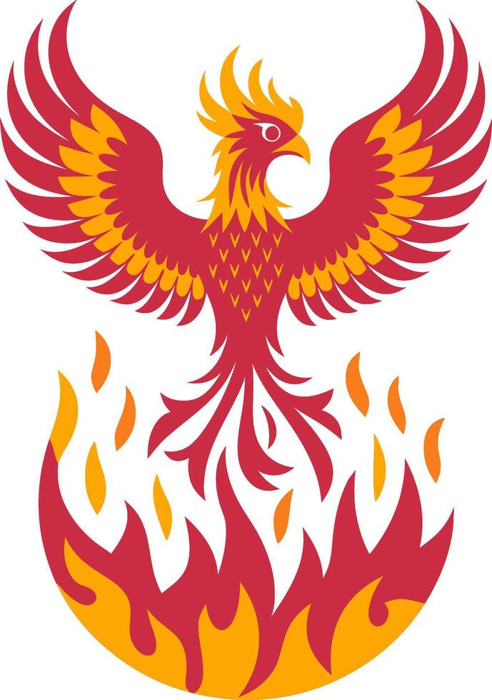 Majestic Phoenix Rising from Flames Illustration for Inspirational Use vector