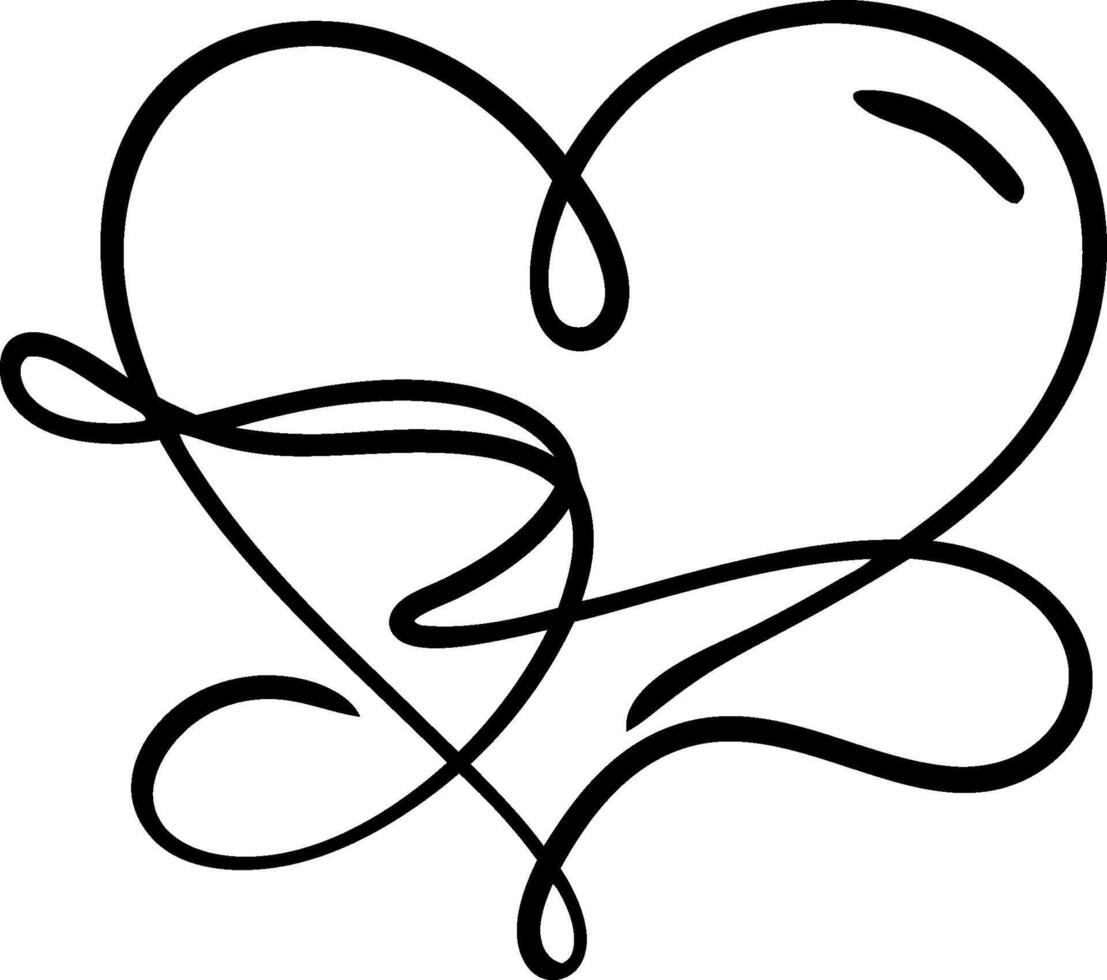 Elegant Heart Calligraphy Design for Romantic Crafts and Decorations vector