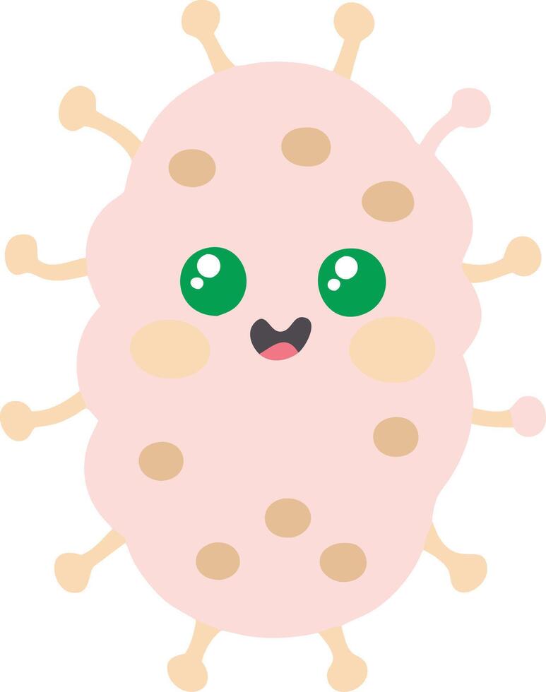 Cute Smiling Bacteria Character Illustration for Kids Education and Science Projects vector