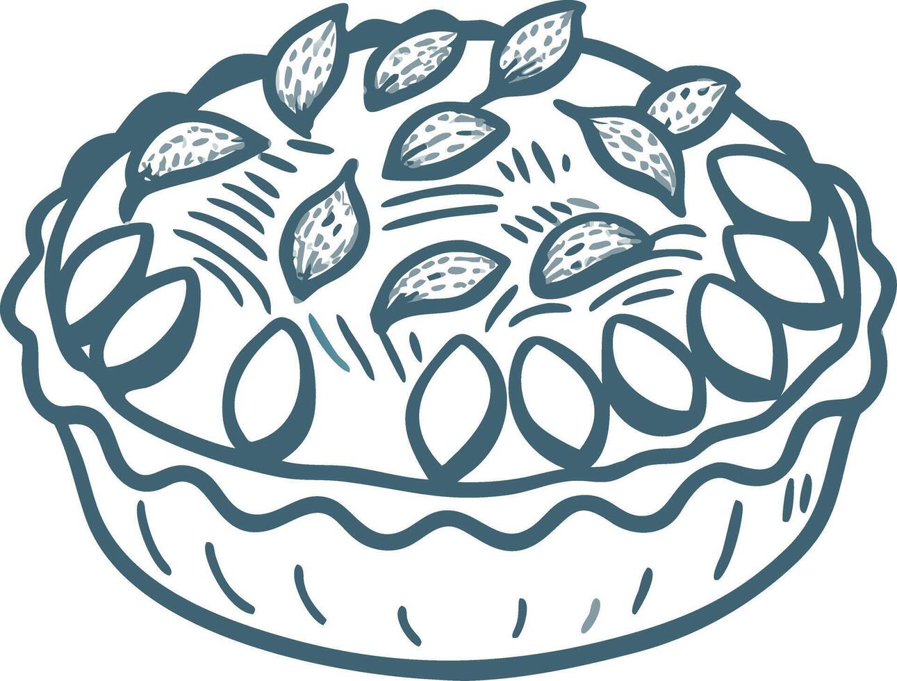 Rustic Hand-Drawn Pie with Seeds Topping for Autumn and Thanksgiving Themes vector