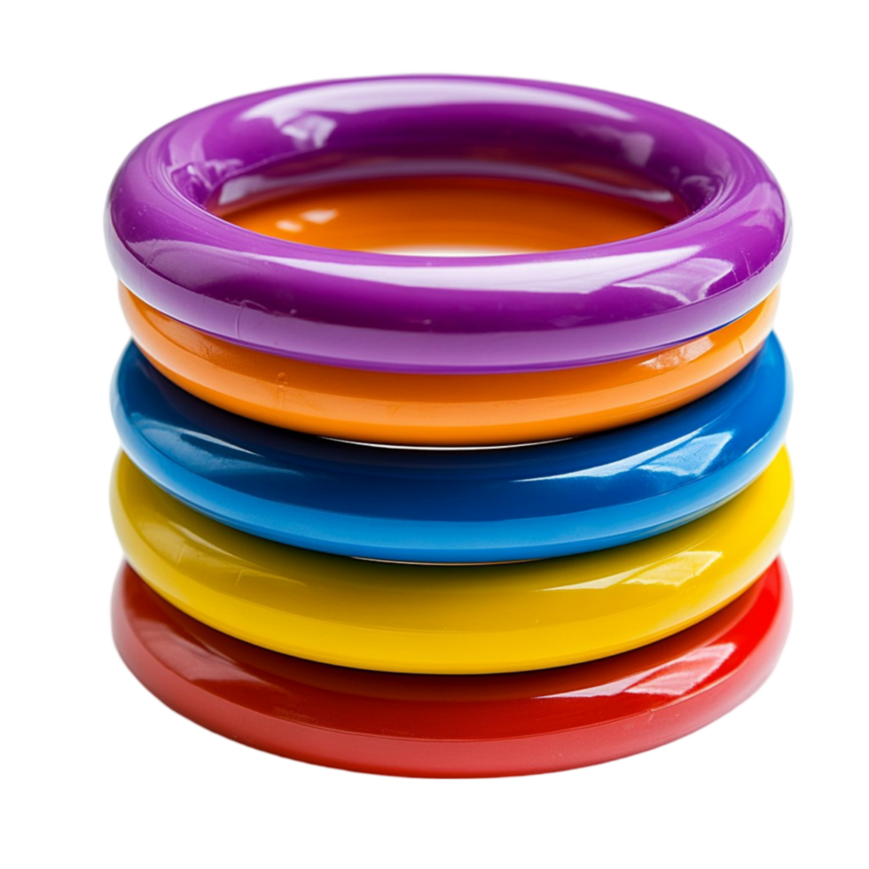 Colorful Stacked Plastic Rings for Playtime png