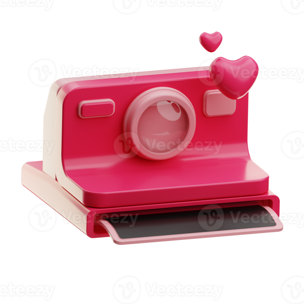 Analog Camera Valentine ivent illustration 3d png