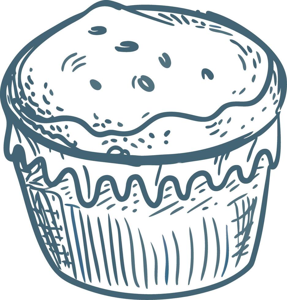 Hand Drawn Cupcake Illustration Dessert Sketch Art Bakery Design vector