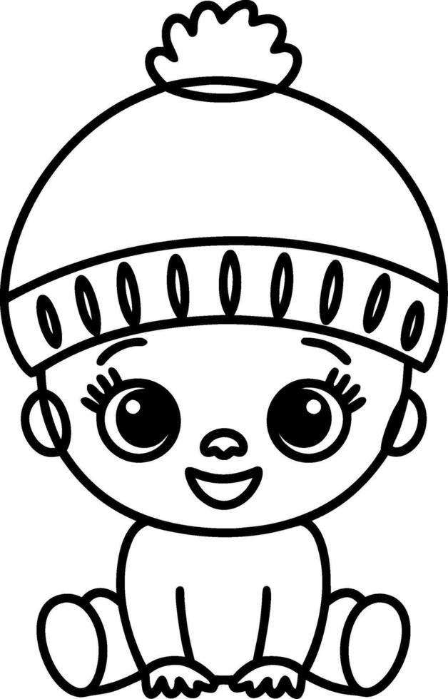 Cute Winter Baby Wearing Warm Hat Illustration for Kids vector