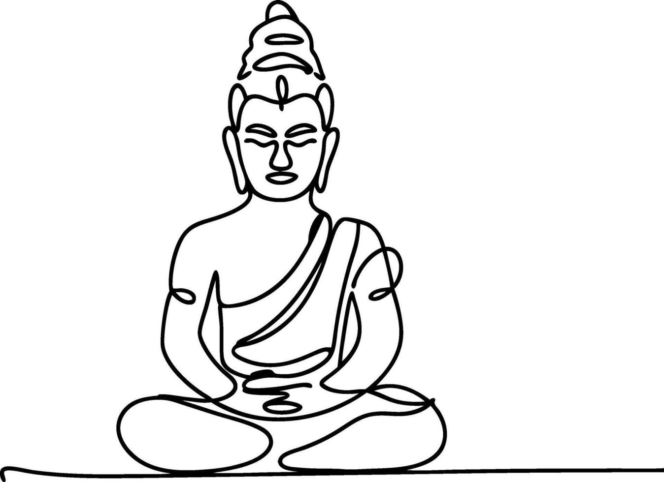 Meditating Buddha One Line Art Minimalist Design vector