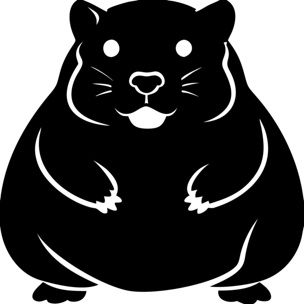 Cute Chubby Hamster Silhouette Black Illustration for Pet Lovers vector