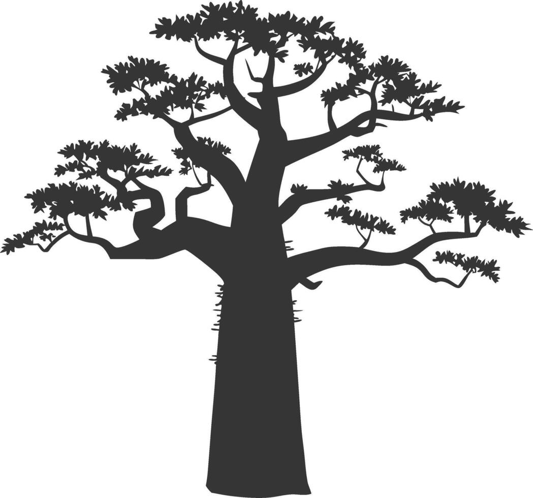 Boabab Tree Silhouette Illustration African Wildlife Nature Art vector