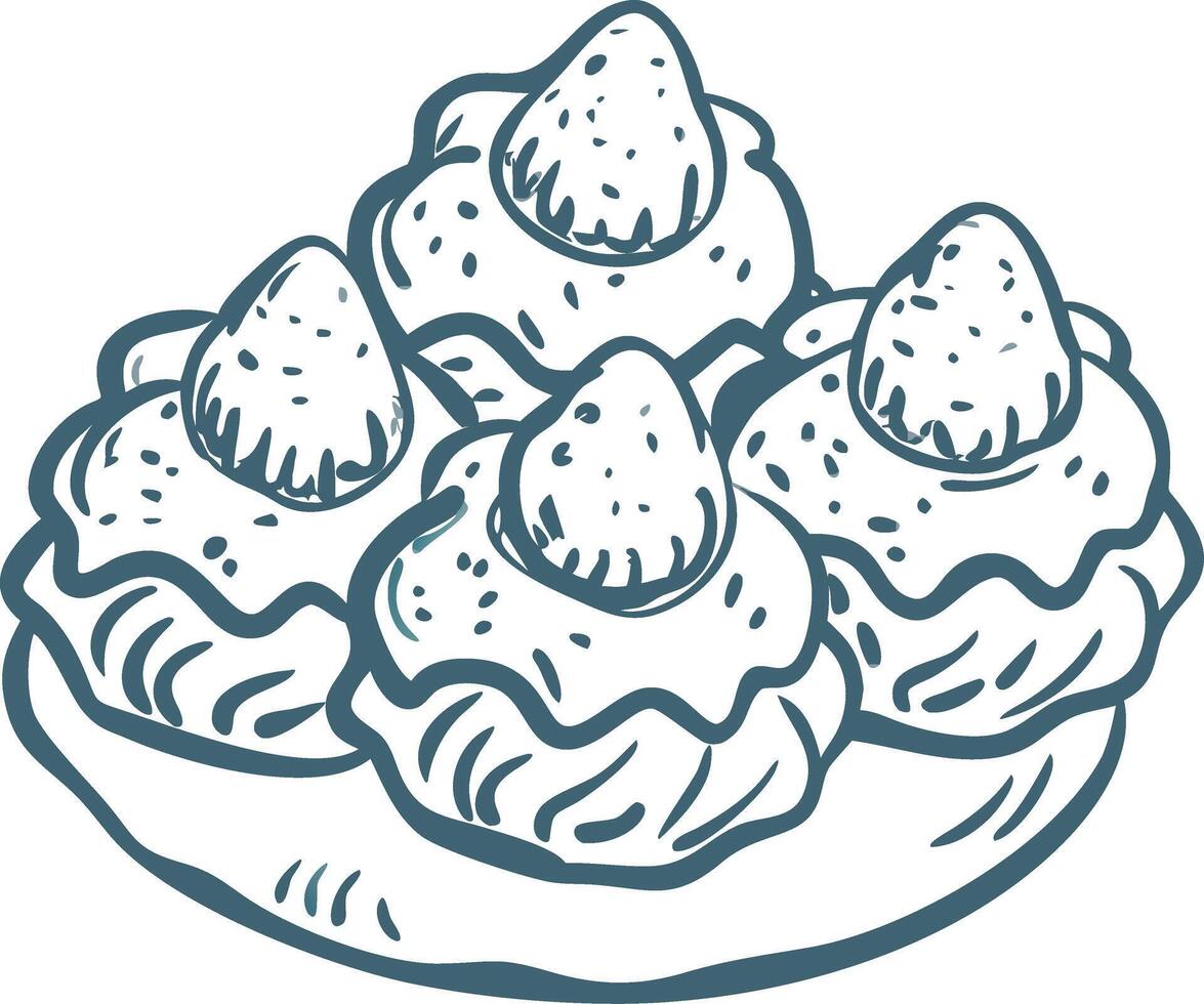 Delicious Strawberry Topped Cream Puffs Illustration for Bakery Design vector