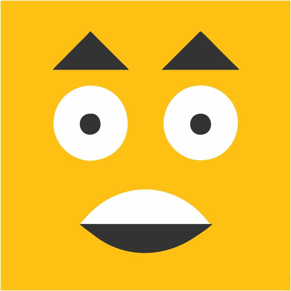 Surprised Face Emoticon Cartoon Expression Yellow Background vector