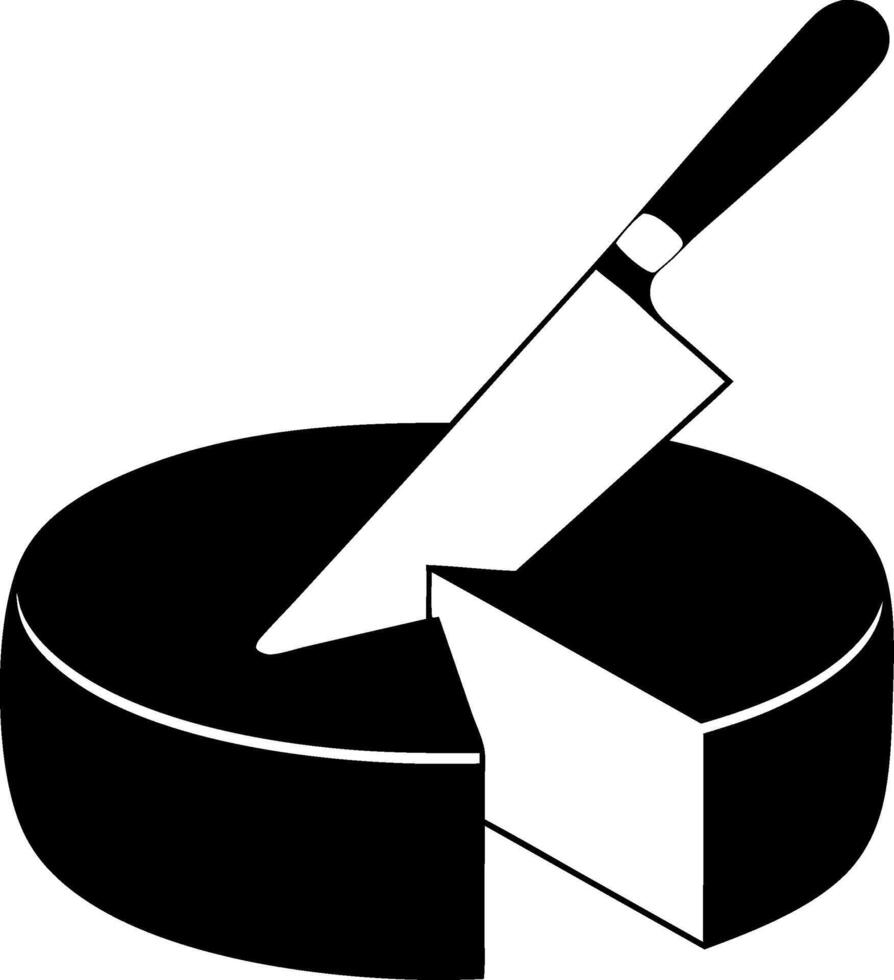 Cheese Wheel Slice with Knife Illustration for Culinary and Food Design Projects vector