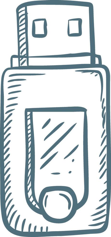 Hand Drawn USB Flash Drive Illustration for Technology and Digital Storage Concepts vector