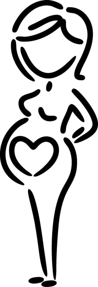 Pregnant Woman Silhouette with Heart Embracing Motherhood vector