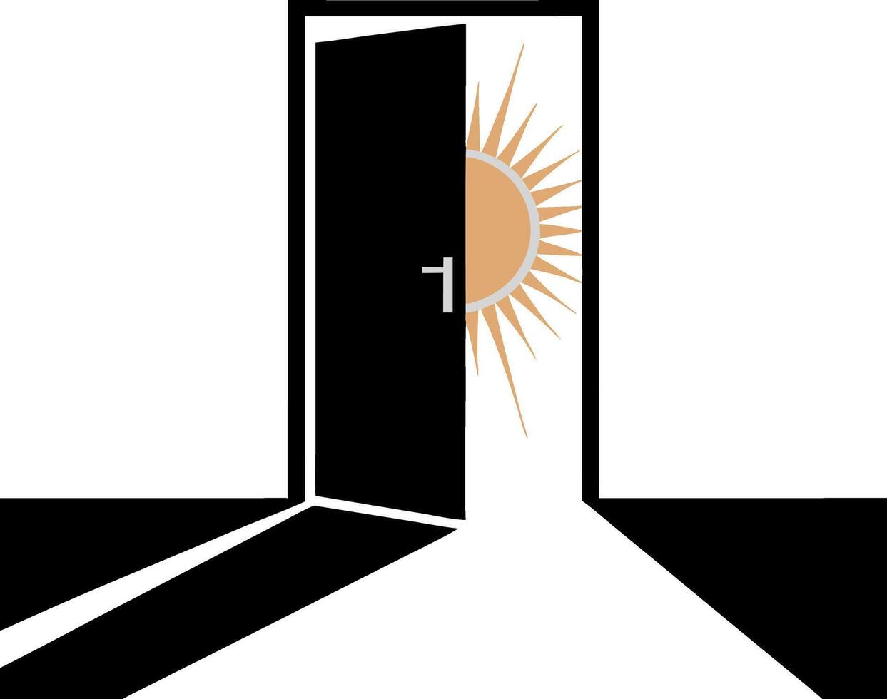 Open Door Revealing Sunlight Symbol of New Beginnings and Opportunities Concept vector