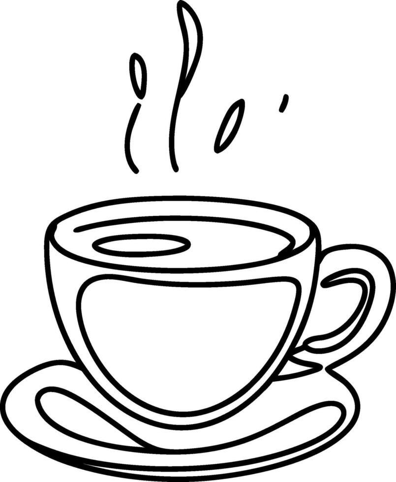Minimalist Coffee Cup Illustration with Steam Simple Art Beverage Design vector
