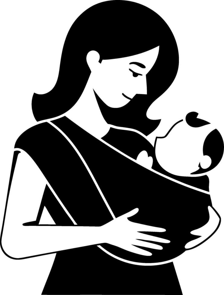 Mother Holding Baby in Sling Illustration for Parenting and Family Design vector