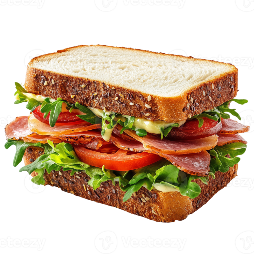 Delicious Sandwich Illustration with Transparent Background for Menu Graphics png