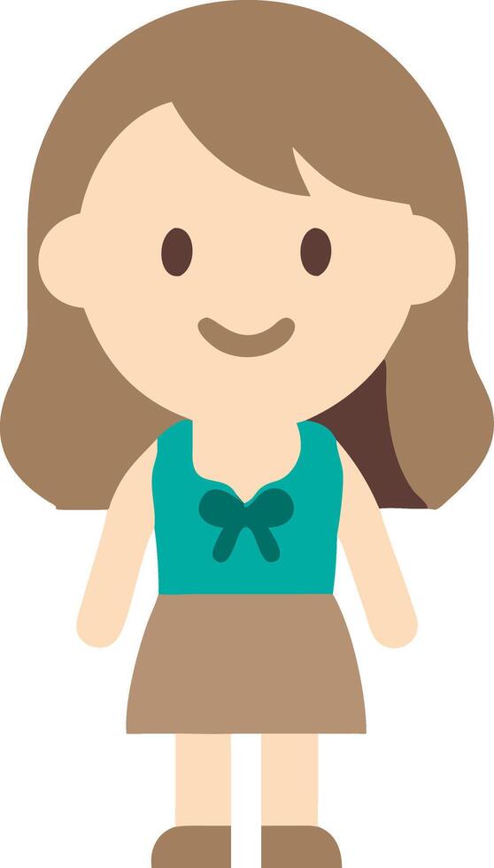 Cute Cartoon Girl Character in Casual Outfit Smiling Illustration for Kids Designs vector