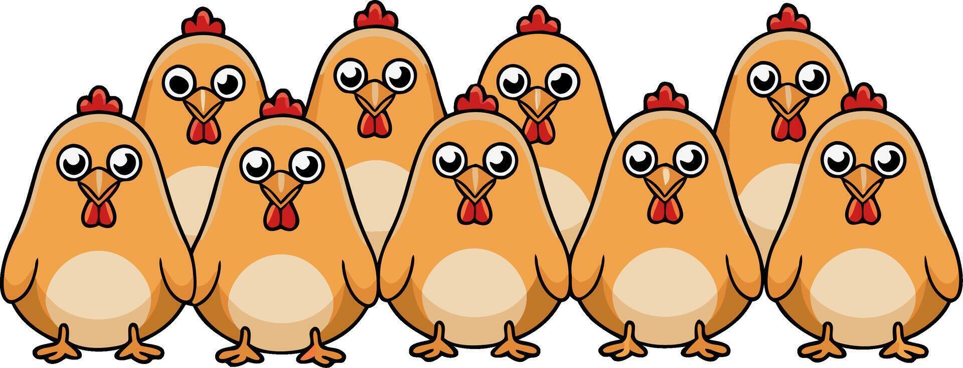 Cute Cartoon Chickens Illustration for Fun Farm Animal Design vector