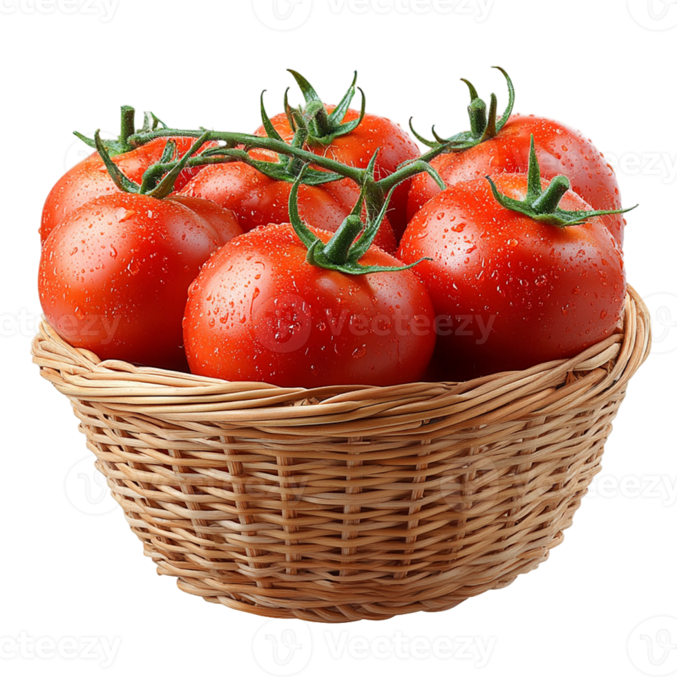 Fresh Tomato Basket Isolated on Transparent Background for Digital Designs png