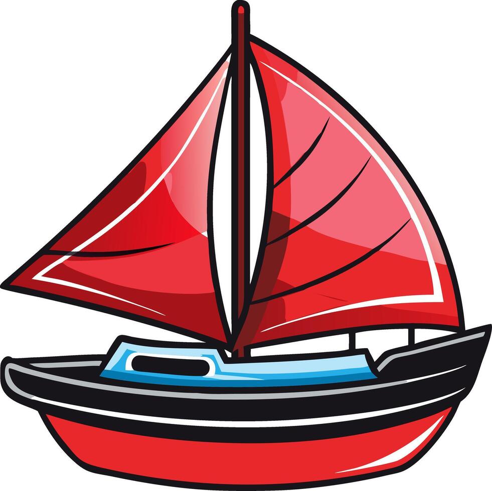 Vibrant Red Sailboat Illustration for Nautical Design Projects vector