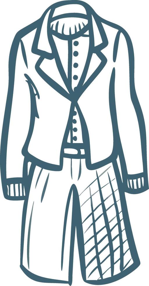 Hand Drawn Illustration Classic Business Suit Jacket and Trousers Outline vector