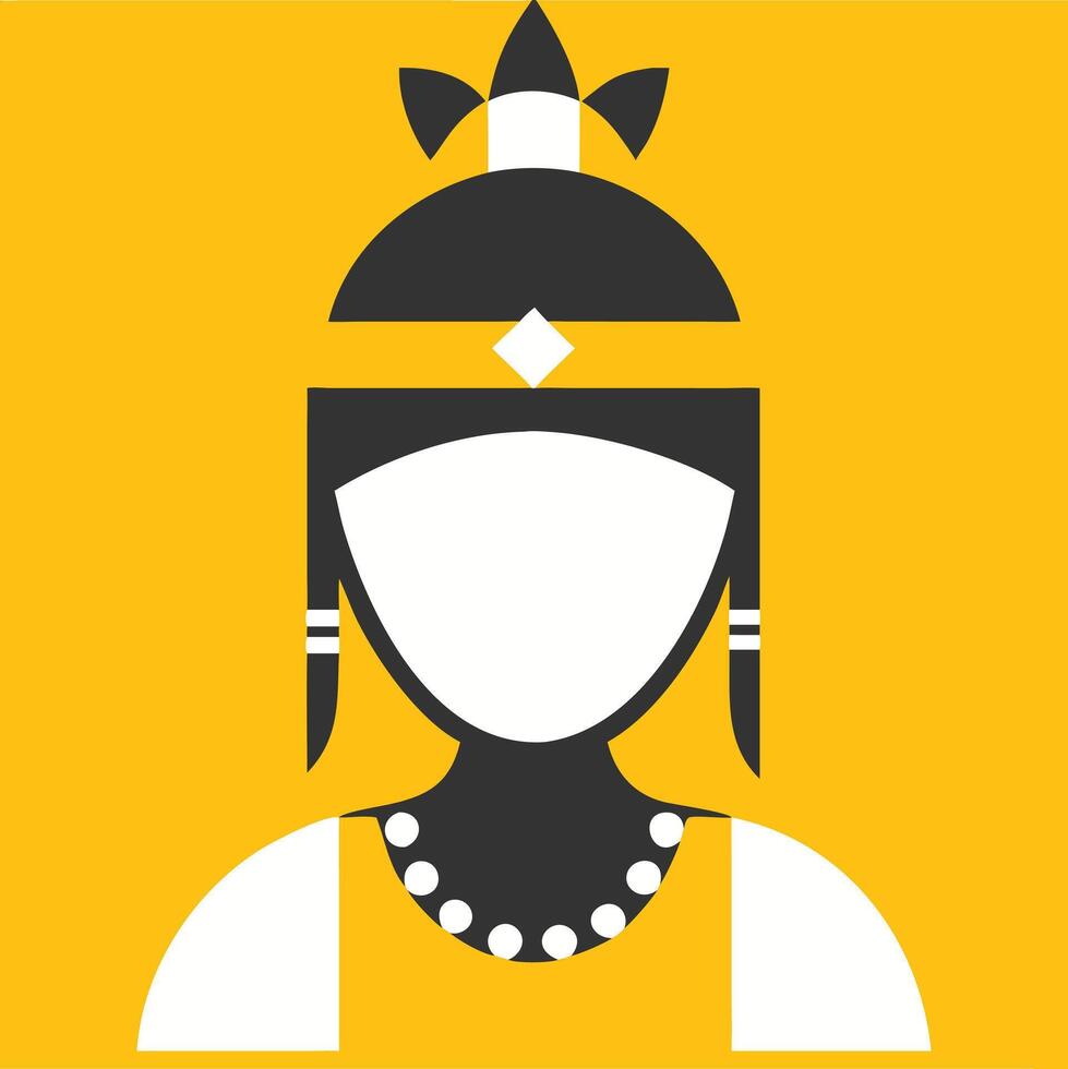 Traditional Asian Headdress Woman Graphic Symbol vector