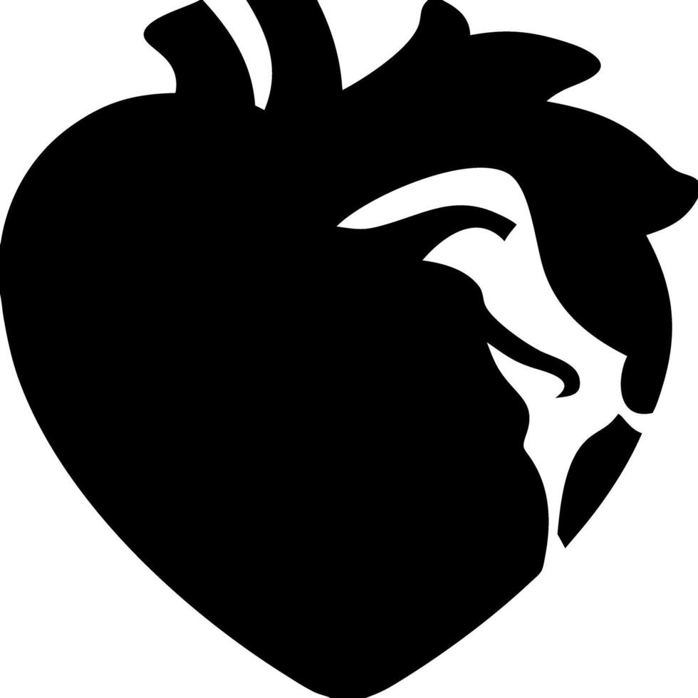 Black Silhouette Human Heart Illustration for Medical and Educational Use vector